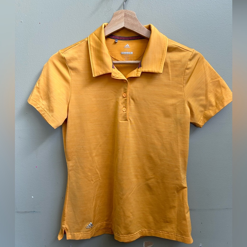 Womens Adidas Climalite  Golf Polo Shirt Shortsleeved Large Yellow New